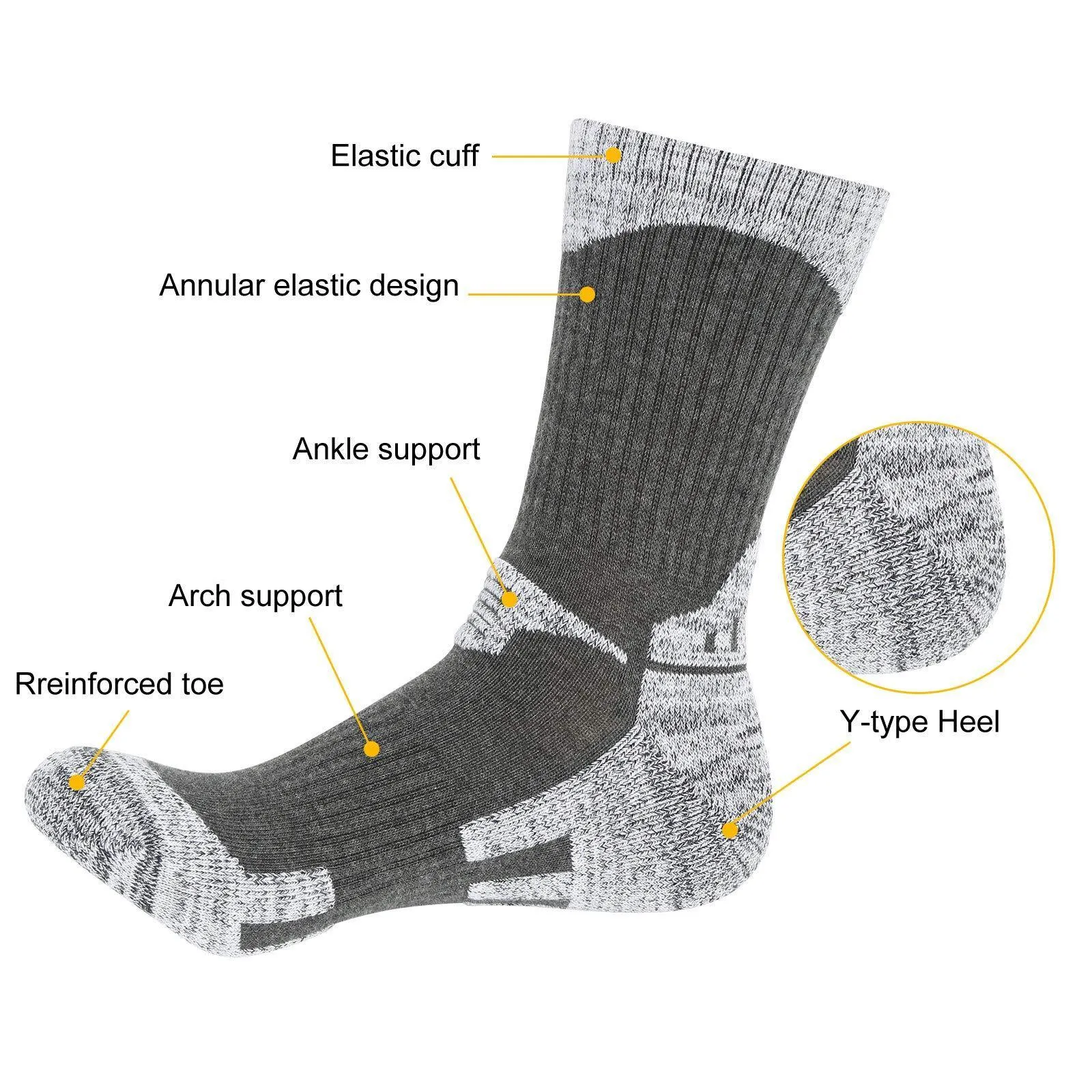 3 Pairs Womens Ladies Hiking Walking Sports Cotton Crew Socks Multipack 4-7 Cushioned Anti Blister Outdoor Camping Cycling Trekking Running Athletic Socks Colorful Grey Padded Socks for Women
