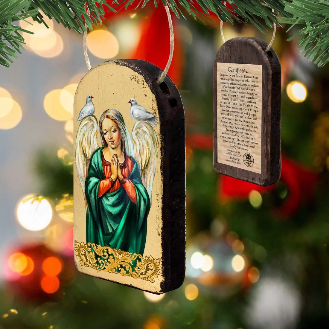 Angel with Dove Religious Christian Sacred Icon Ornament - Inspirational Icon Decor - 87026