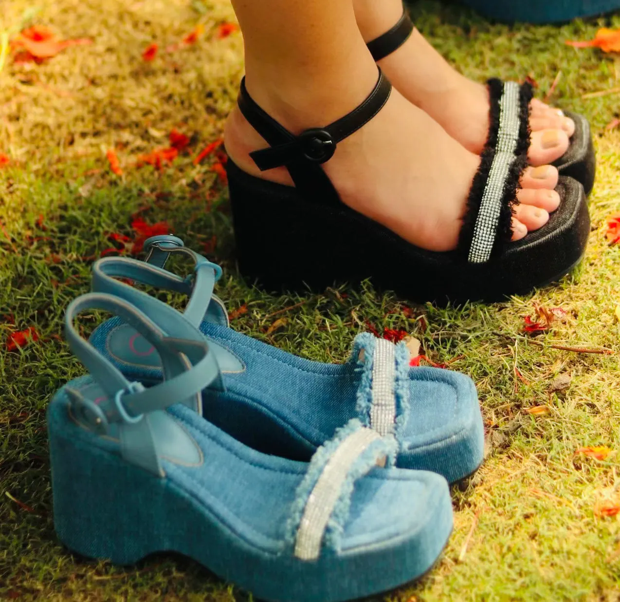 Black Jeans on Beach Sandals