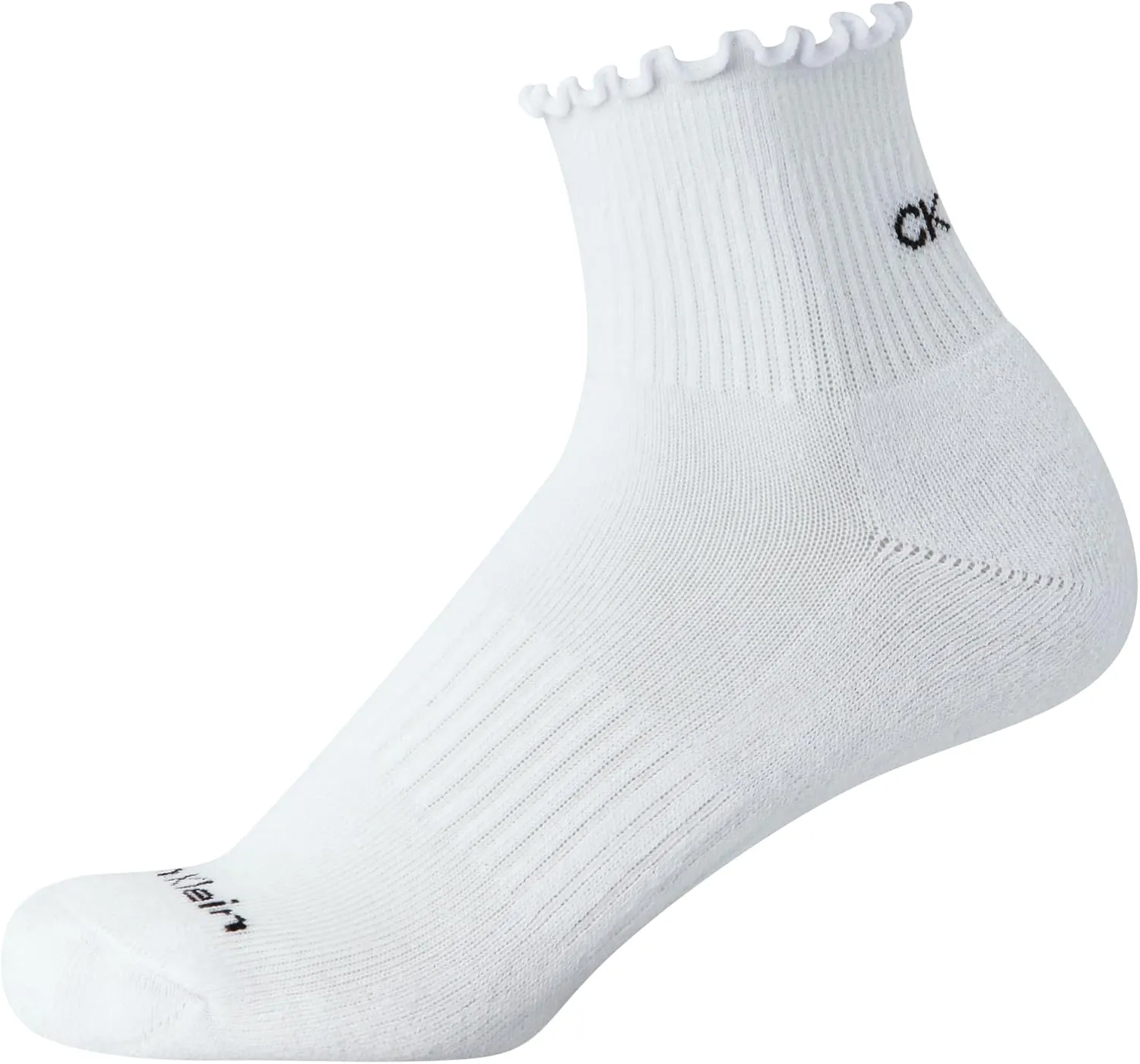 Calvin Klein Womens Quarter Socks - 3 Pack Cotton Cushioned Ruffle Half Crew Socks for Women with Lettuce Edge Cuff (4-10)