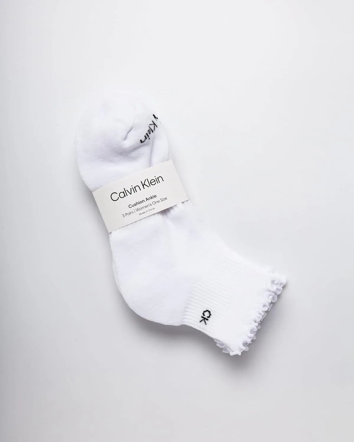 Calvin Klein Womens Quarter Socks - 3 Pack Cotton Cushioned Ruffle Half Crew Socks for Women with Lettuce Edge Cuff (4-10)