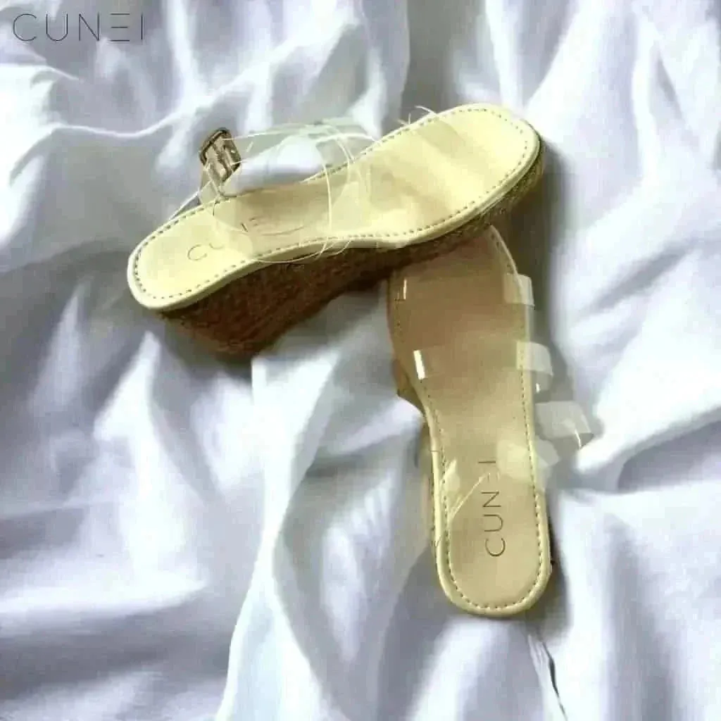 Clear Strap Jute Wrap Wedges