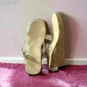 Clear Strap Jute Wrap Wedges