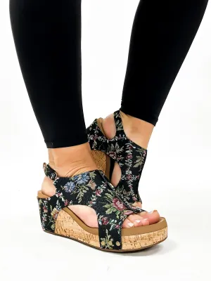 Corky's Black Brocade Floral Carley Sandals FINAL SALE