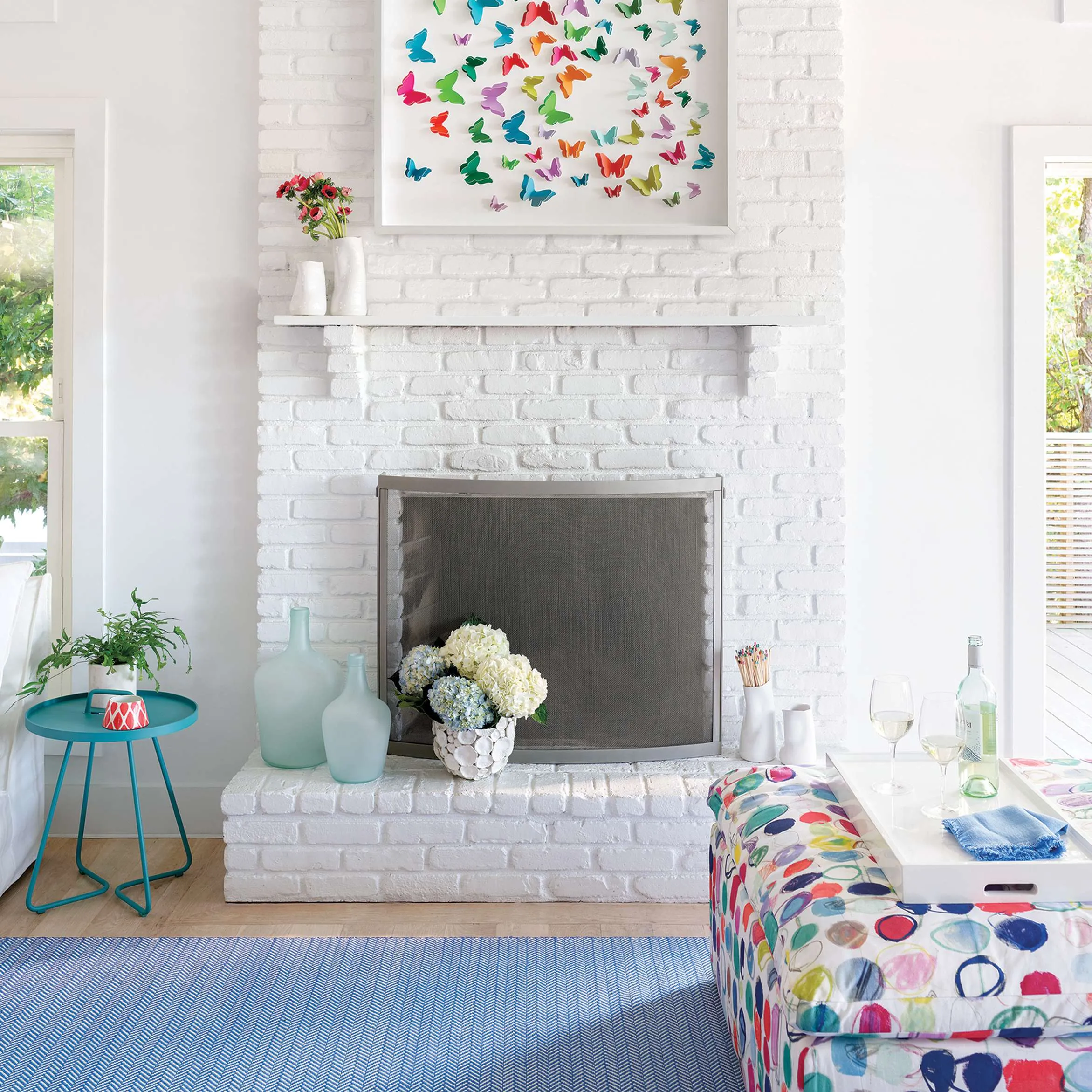 Dash & Albert Herringbone French Blue/White Indoor/Outdoor Rug