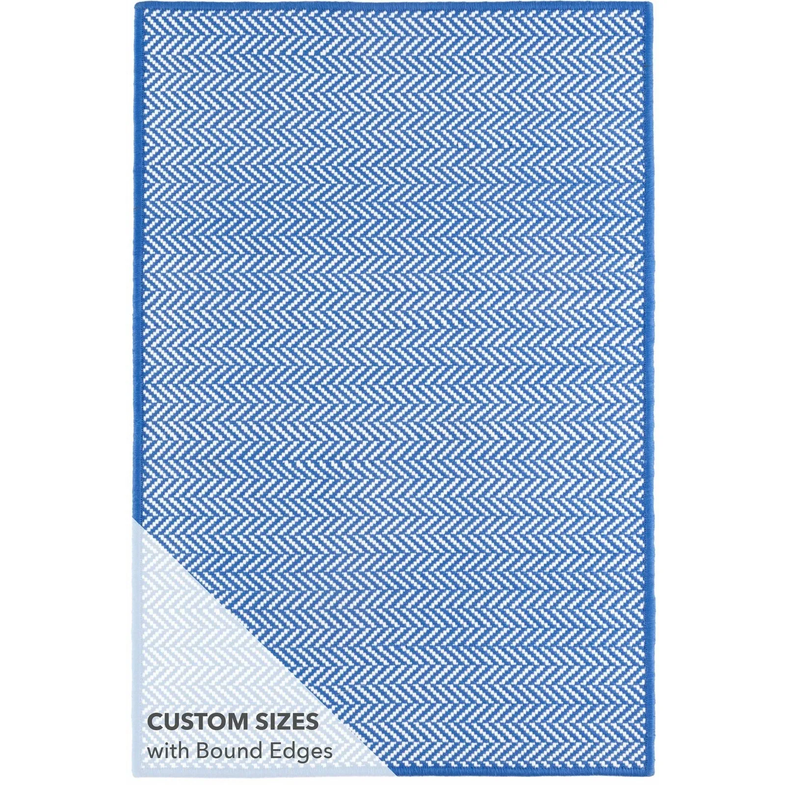 Dash & Albert Herringbone French Blue/White Indoor/Outdoor Rug
