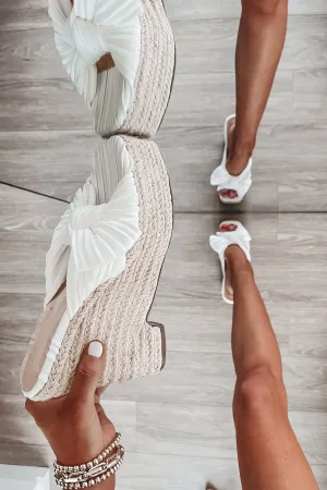 DEAL A Walk In The Sunset White Braided Wedge Heel