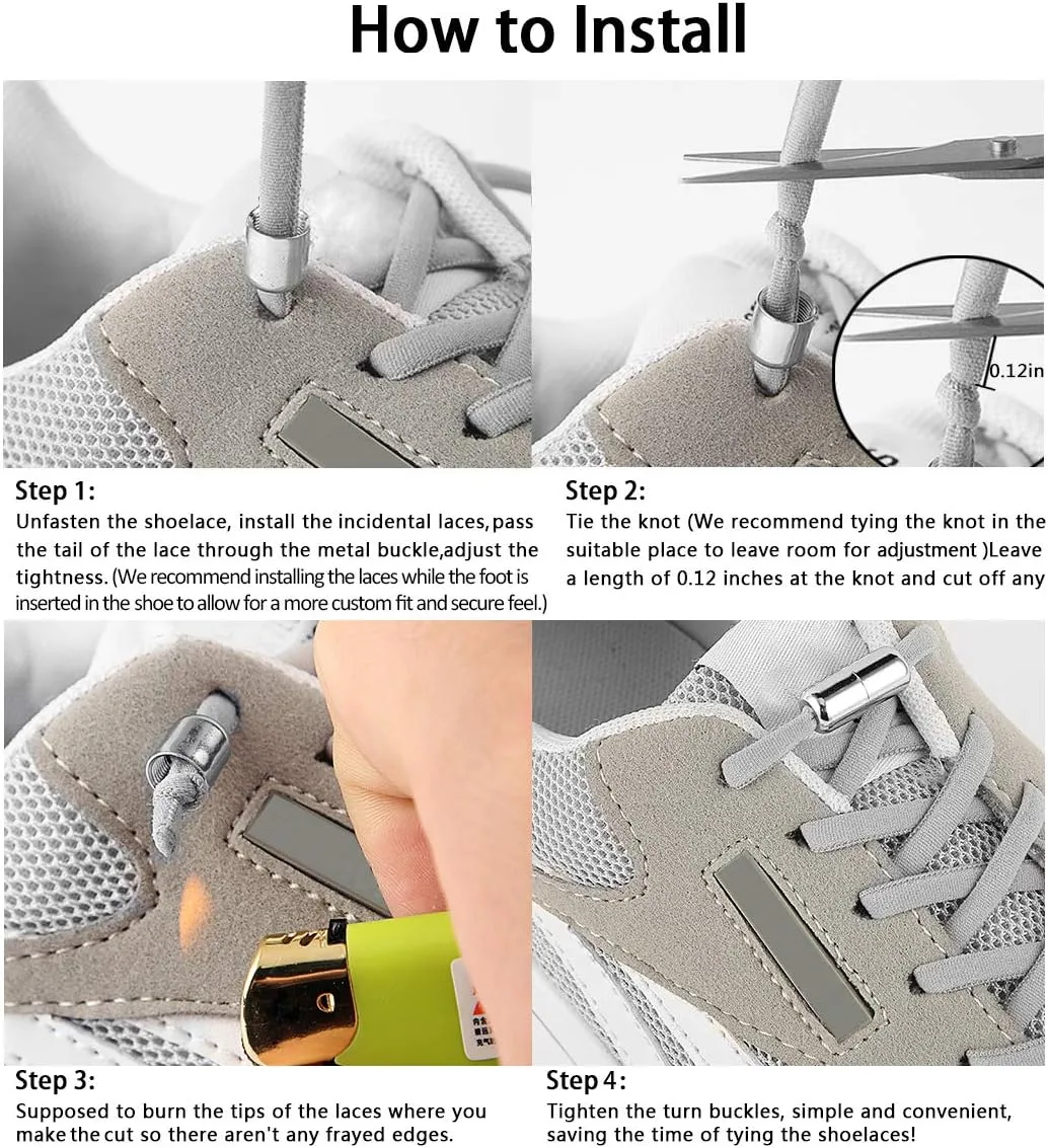 Elastic No Tie Shoe Laces For Adults,Kids,Elderly,One Size Fits All
