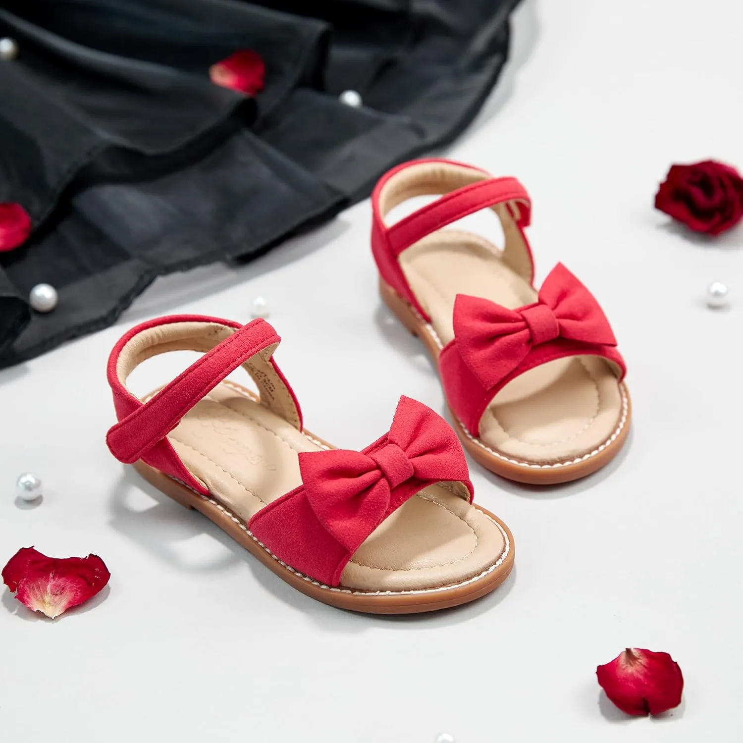 Flaryzone Toddler Little Girls Glitter Flower Open-Toe Flat Dress Sandals Summer Shoes