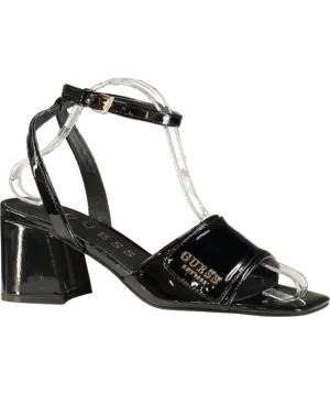 Guess Black Patent Logo Block Heel Sandals UK 5 EU 38 👠