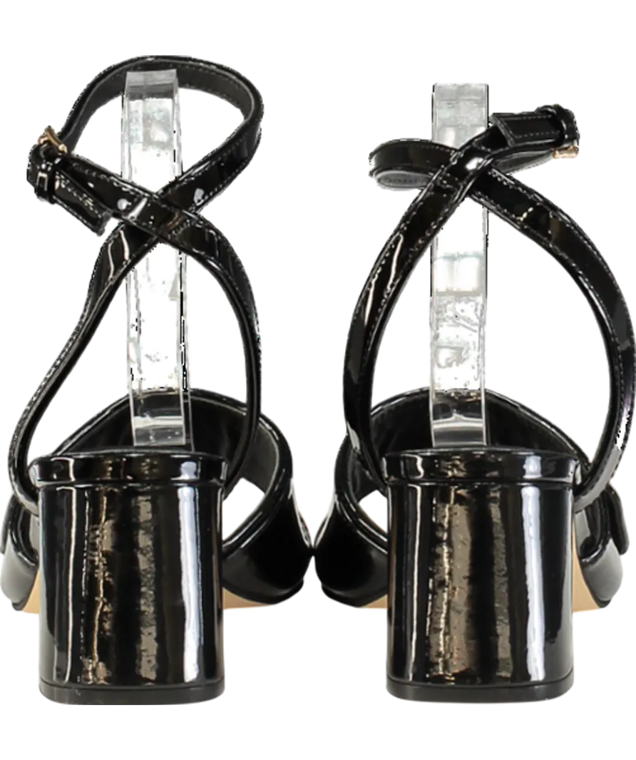 Guess Black Patent Logo Block Heel Sandals UK 5 EU 38 👠
