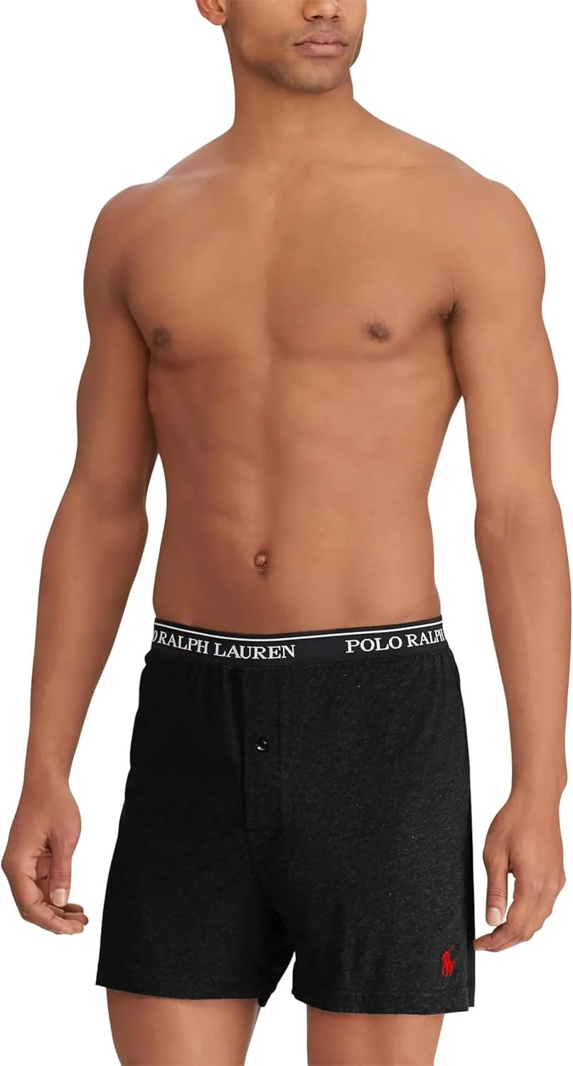 POLO RALPH LAUREN Men's Classic Fit Cotton Knit Boxer Shorts-3 Pack