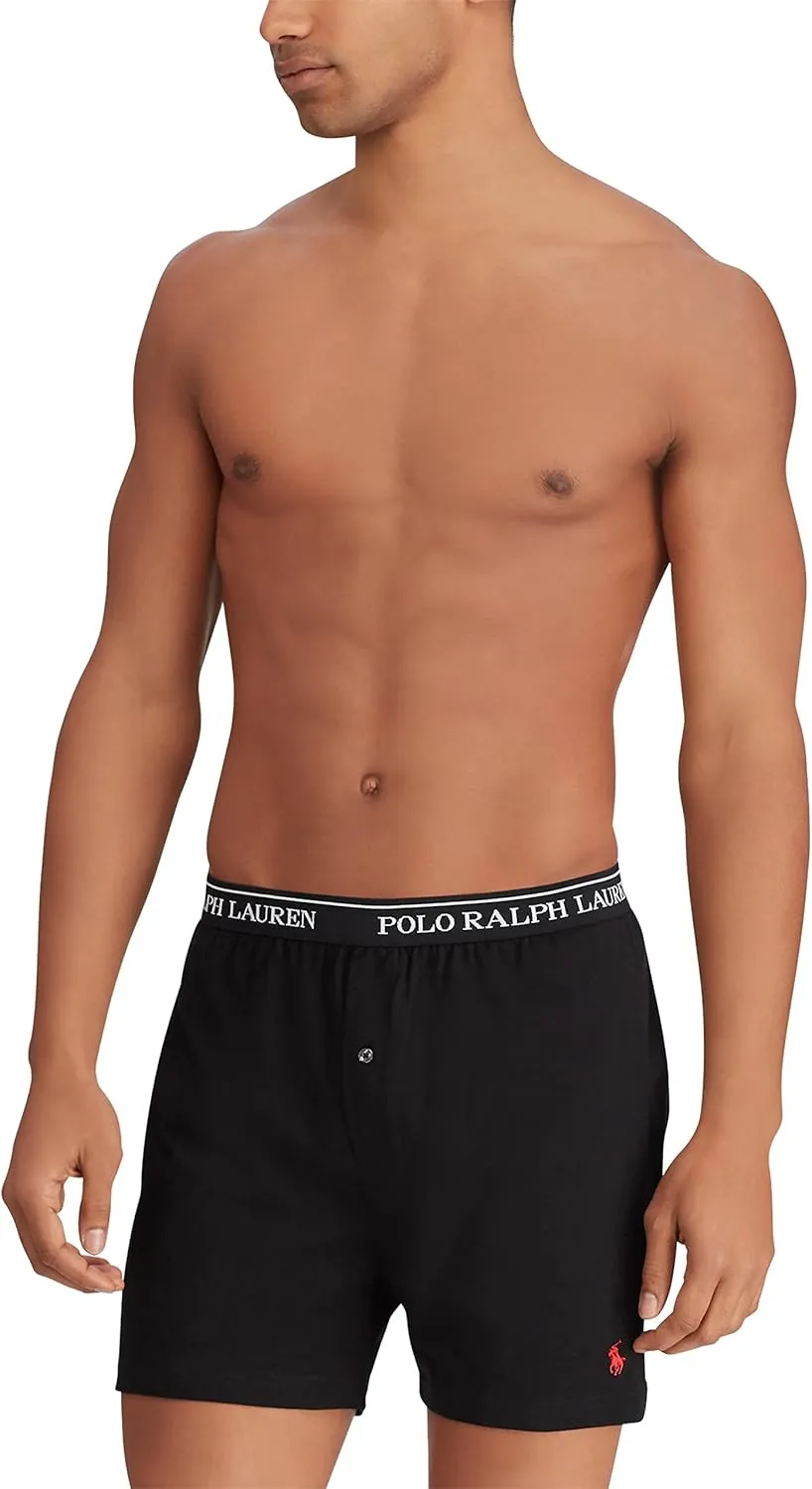 POLO RALPH LAUREN Men's Classic Fit Cotton Knit Boxer Shorts-3 Pack