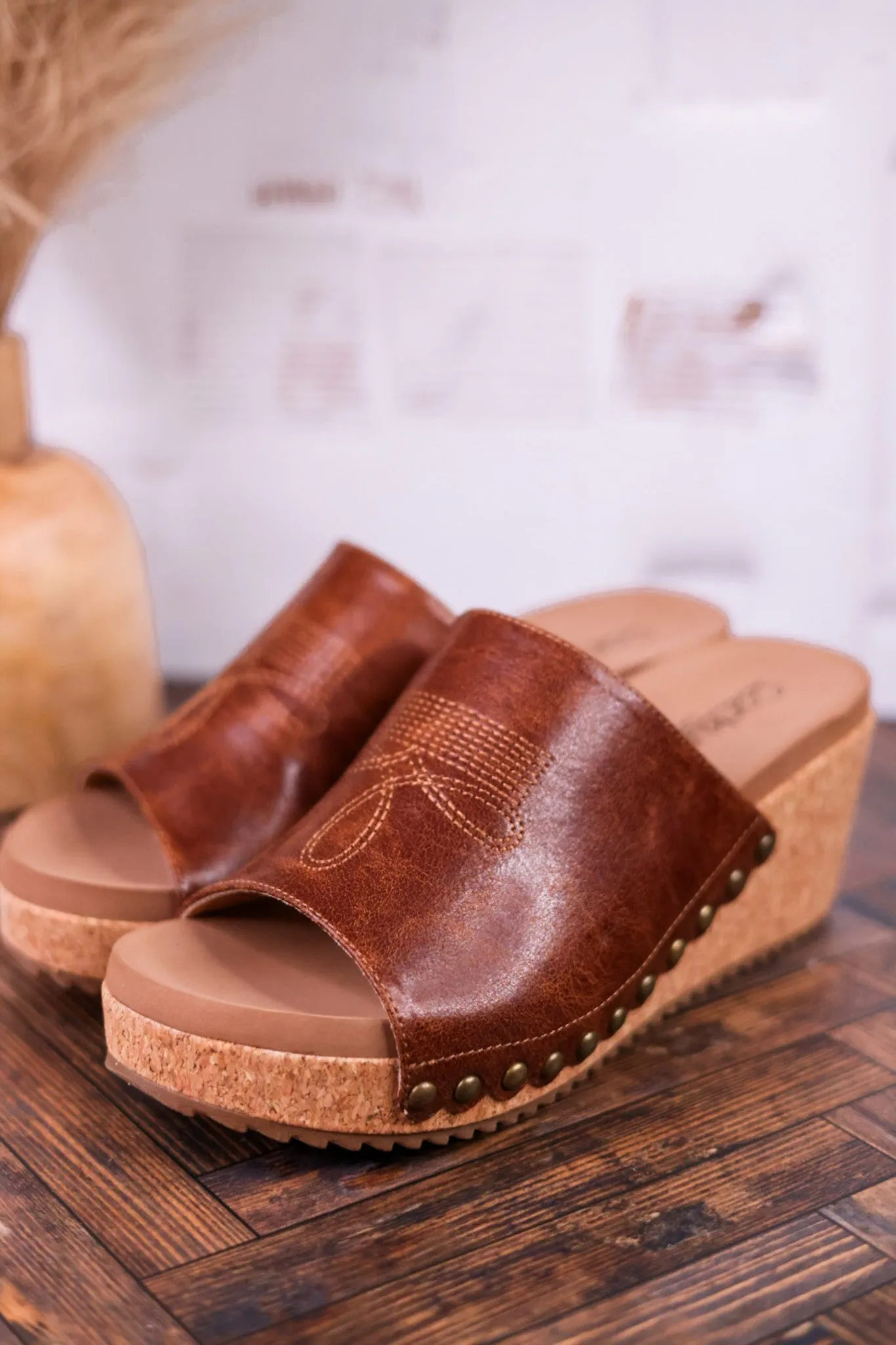 Saddle Up Brown Wedges