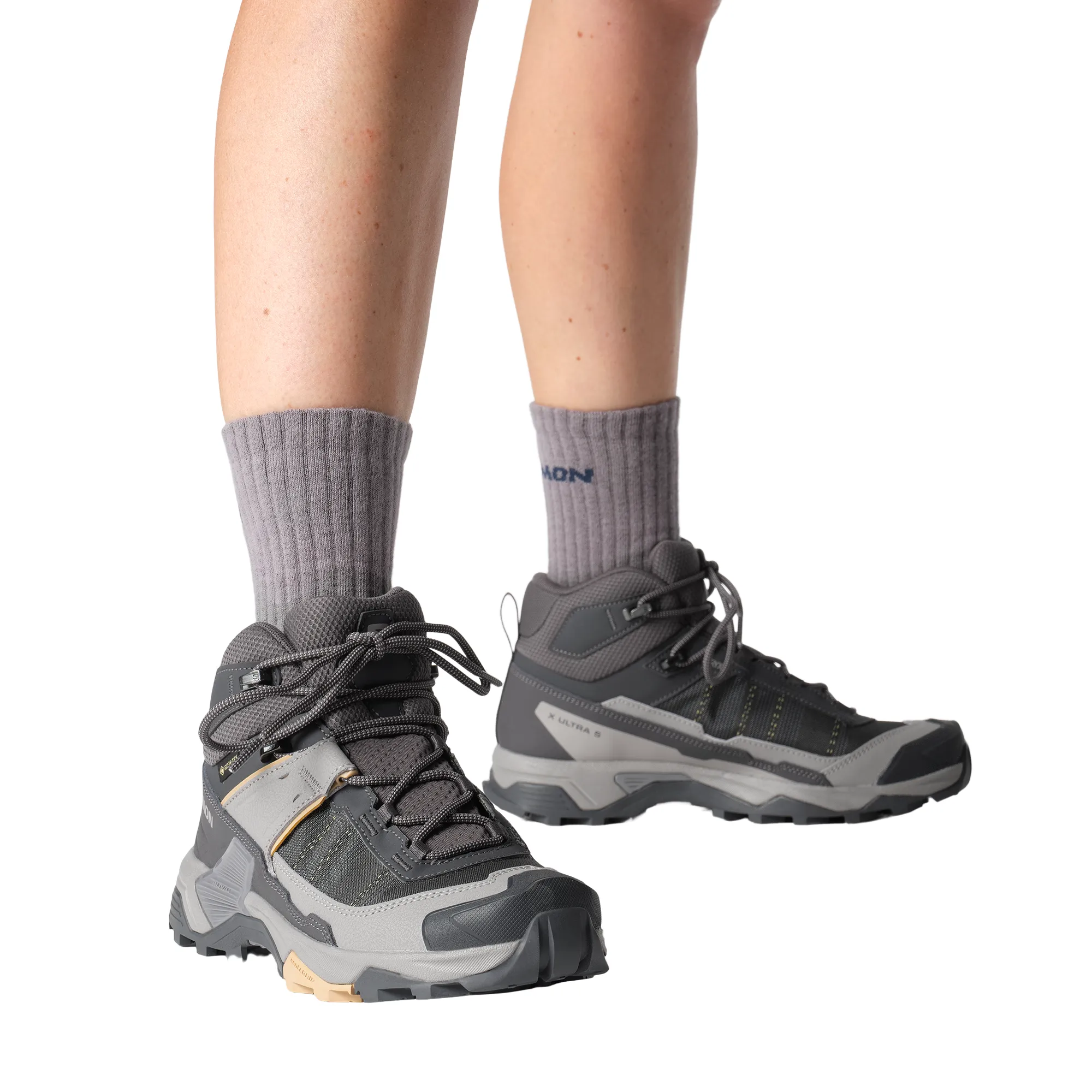 Salomon Women's X Ultra 5 Gore-Tex Mid Trail Boots (Nine Iron/Gull/Soft Clay)