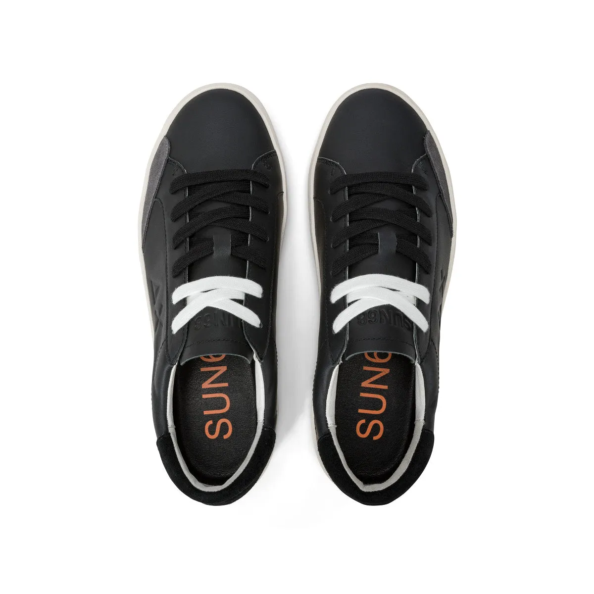 SUN68 STREET LEATHER BLACK SNEAKERS FOR MEN
