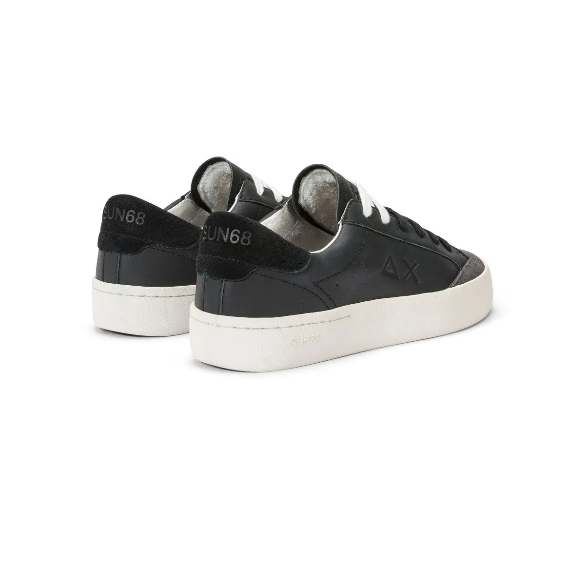 SUN68 STREET LEATHER BLACK SNEAKERS FOR MEN