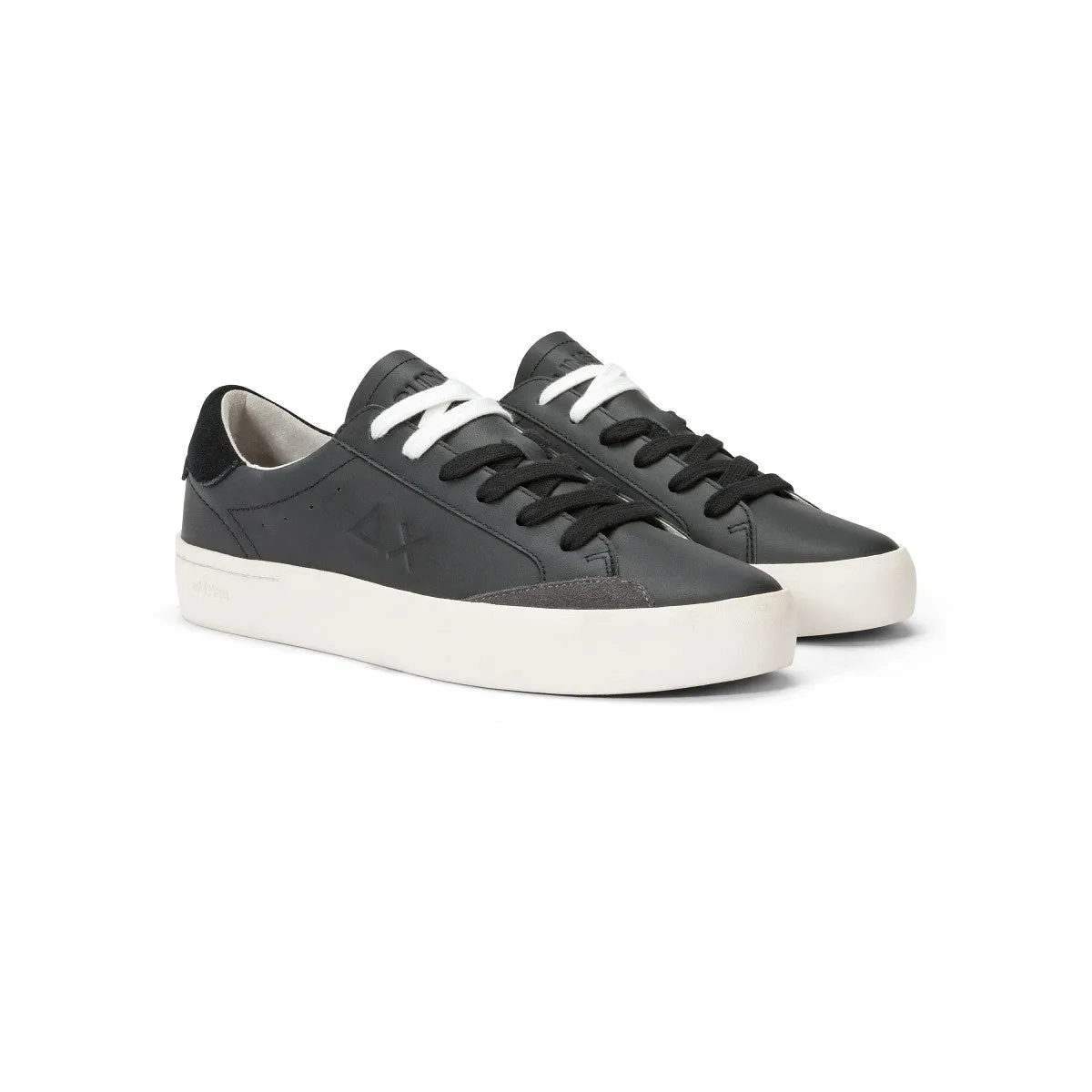 SUN68 STREET LEATHER BLACK SNEAKERS FOR MEN