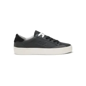SUN68 STREET LEATHER BLACK SNEAKERS FOR MEN
