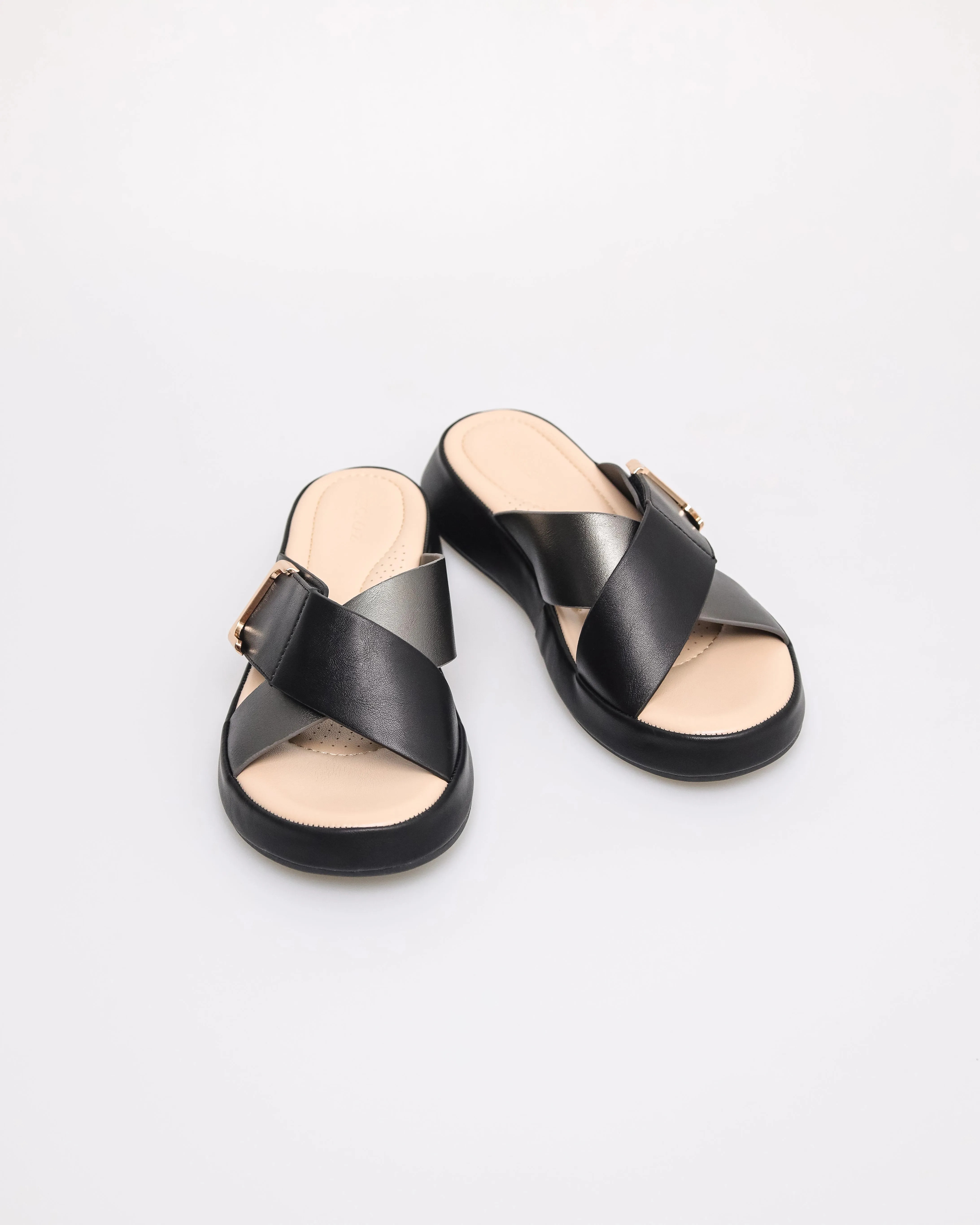 Tomaz YX205 Ladies Folded Sandals (Black)