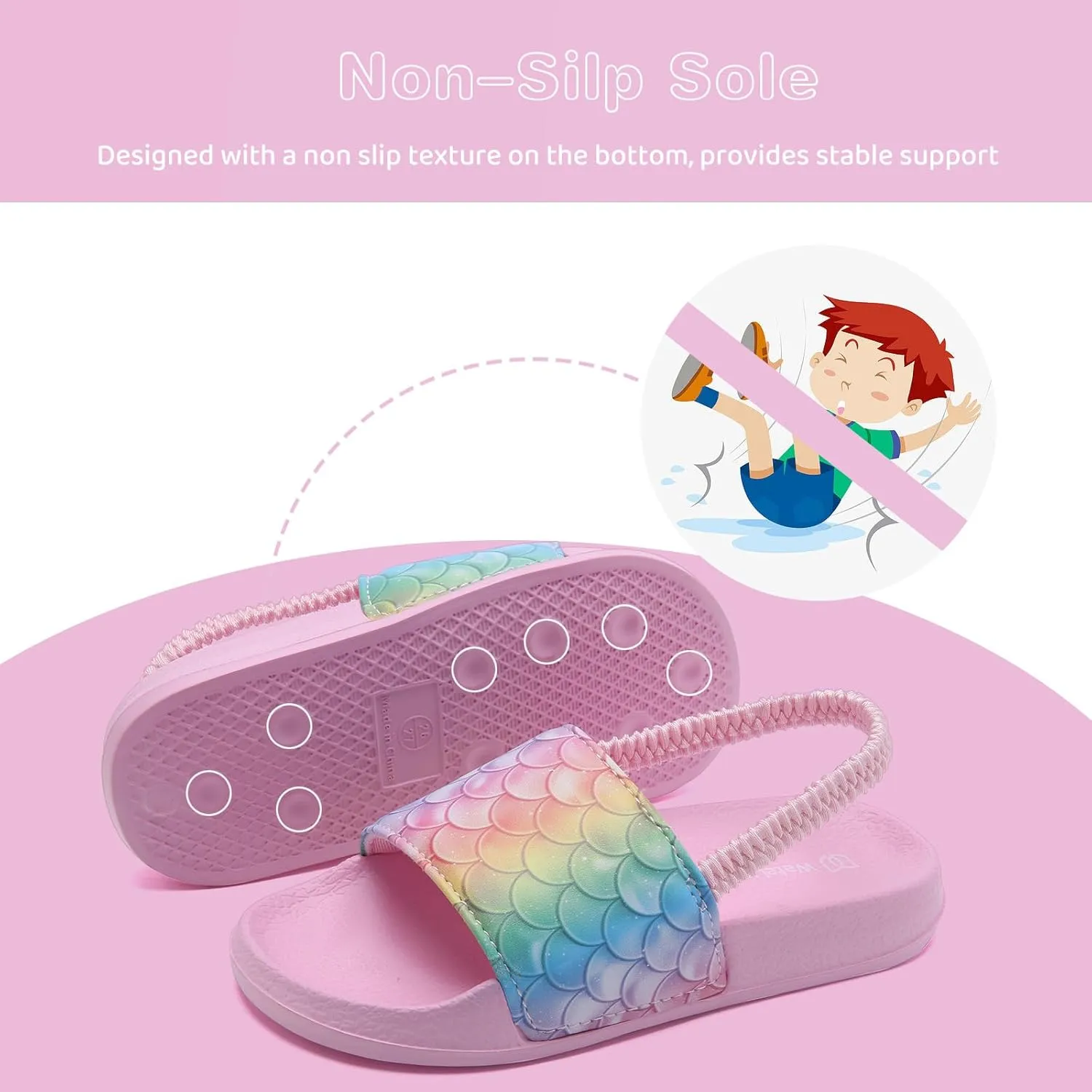 WateLves Toddler Boys Girls Slides Sandals for Swim Beach Kids Water Shoes Casual Summer Slippers