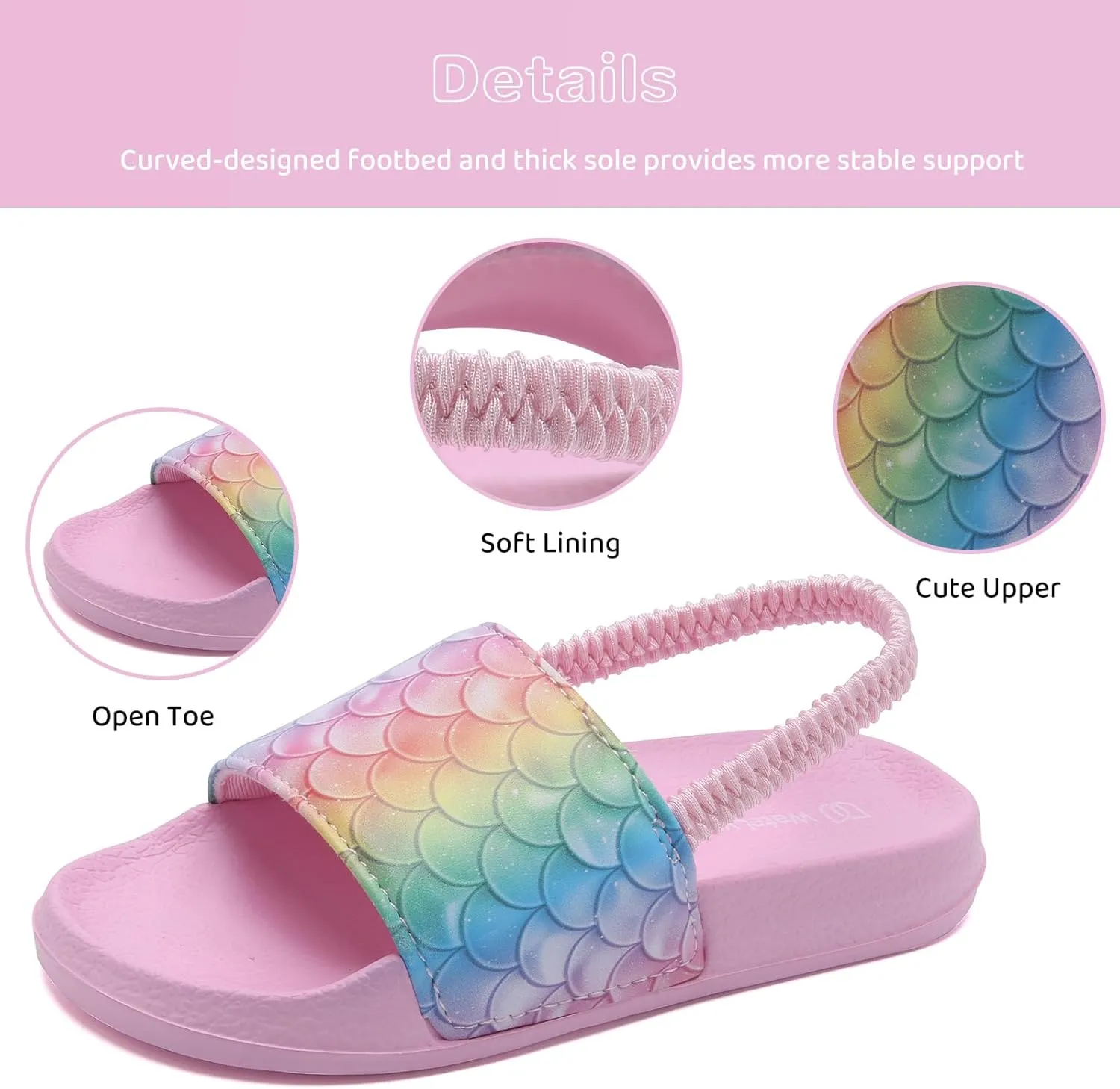 WateLves Toddler Boys Girls Slides Sandals for Swim Beach Kids Water Shoes Casual Summer Slippers