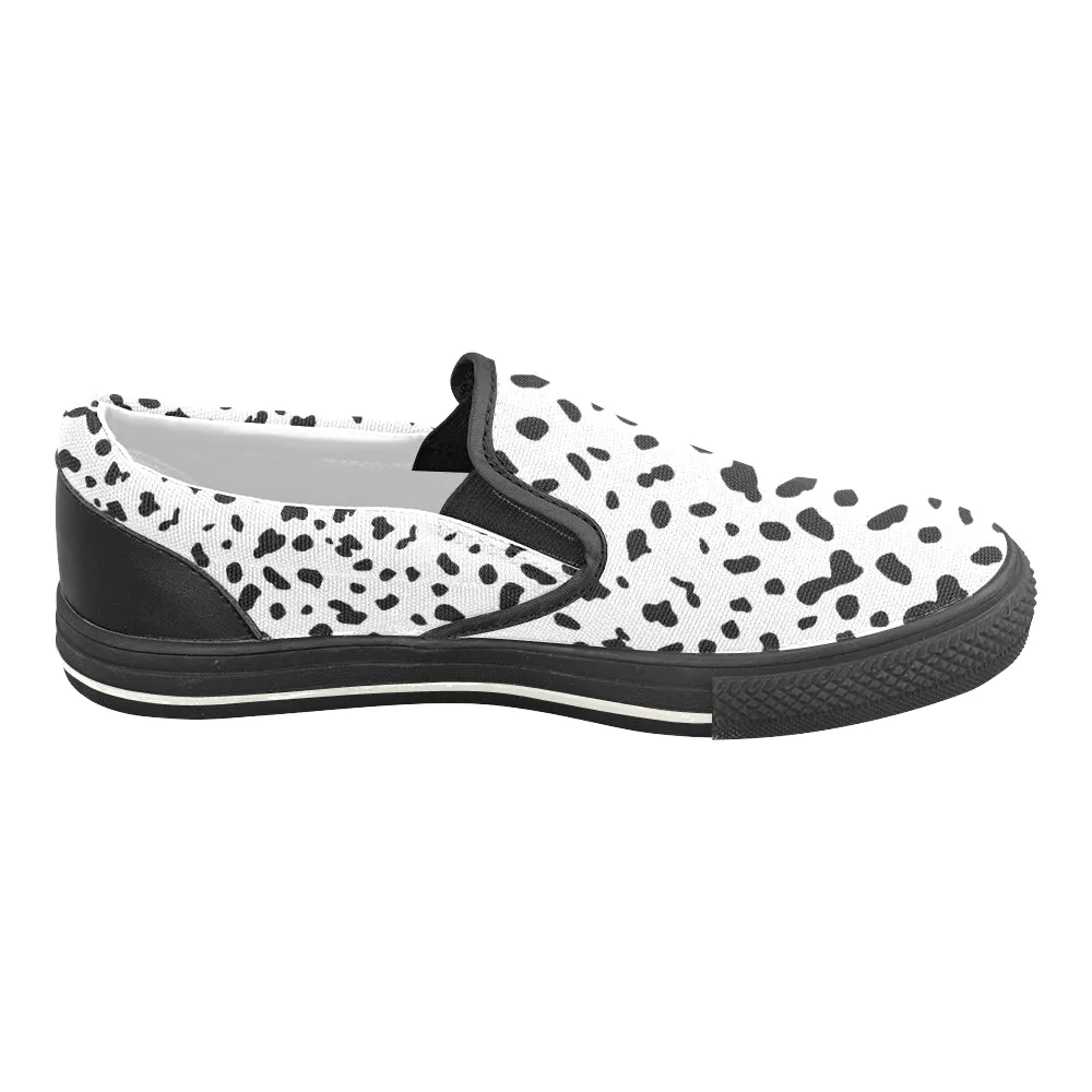 Women's Big Size Dalmatian Dog Print Slip-on Canvas Shoes