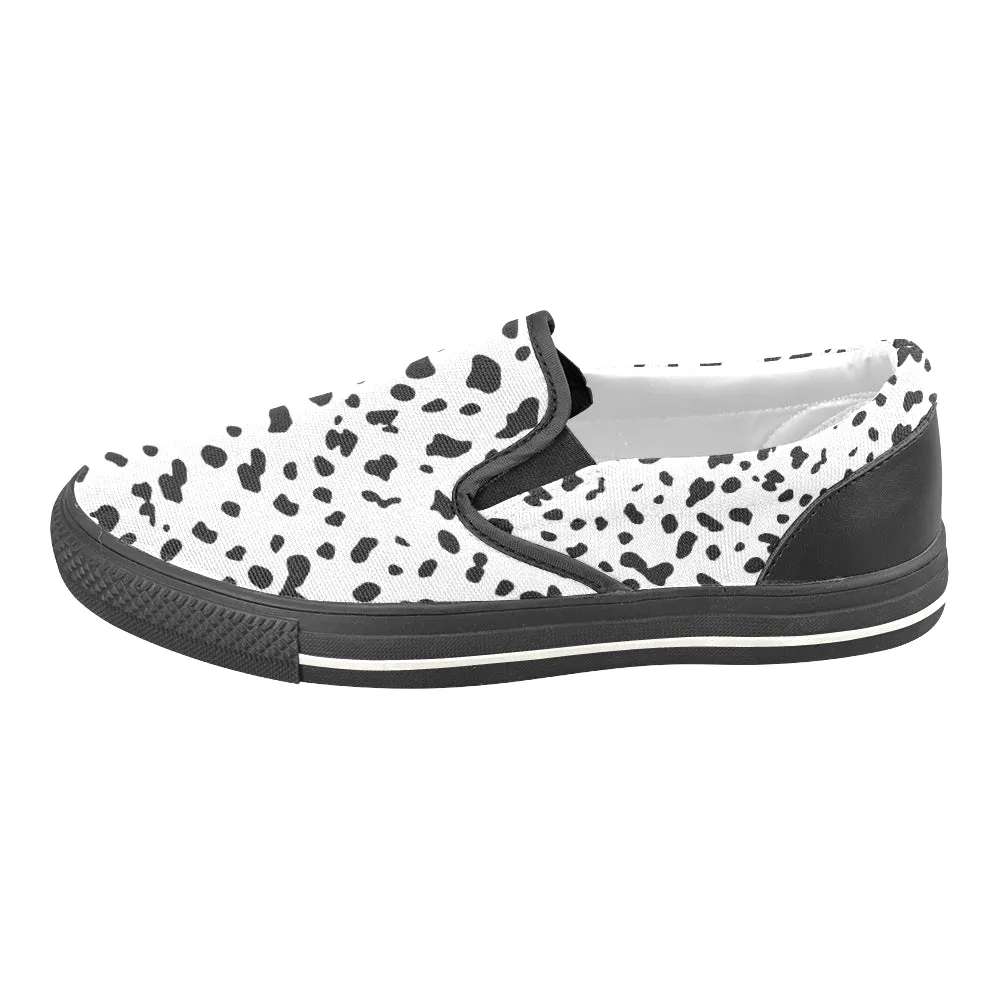 Women's Big Size Dalmatian Dog Print Slip-on Canvas Shoes