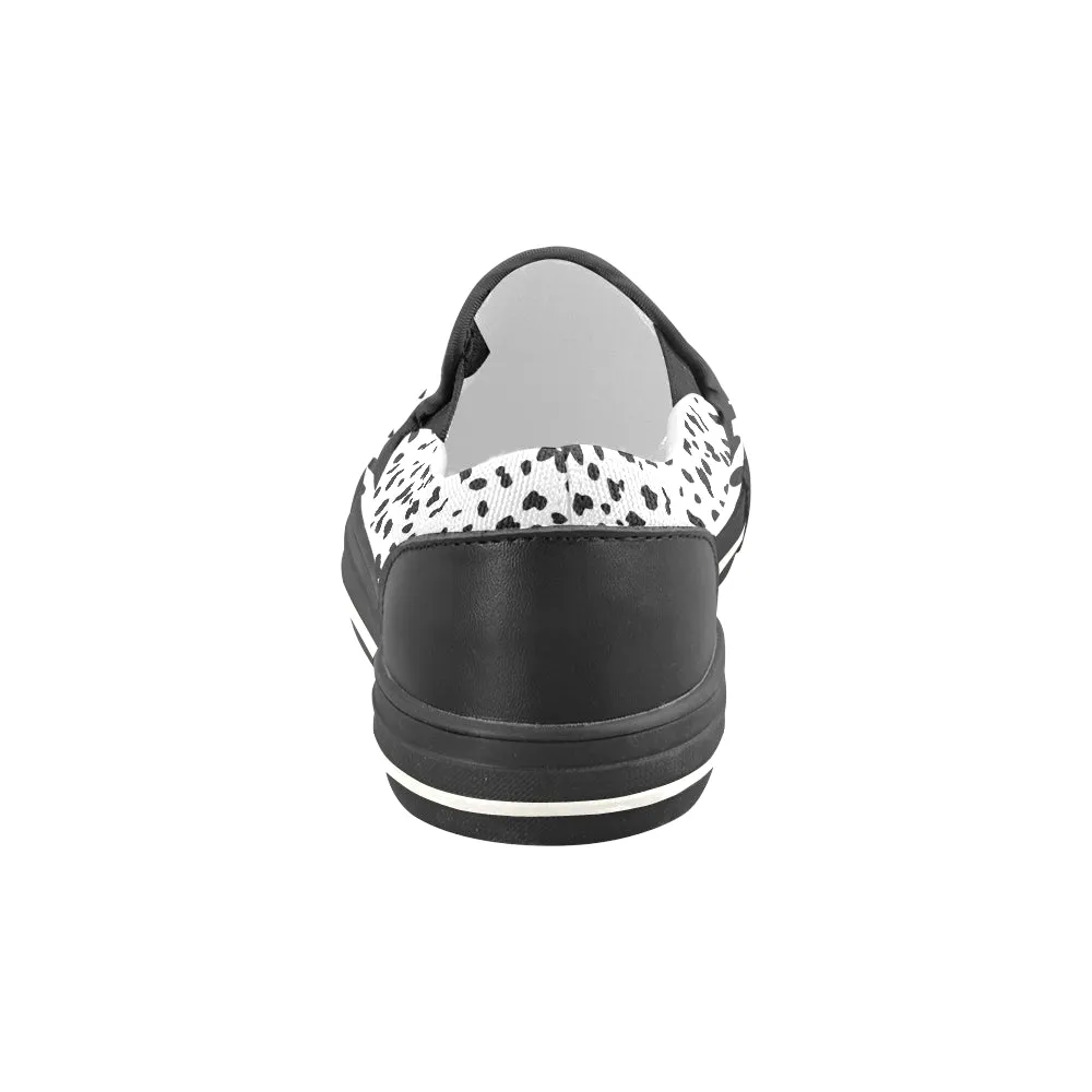 Women's Big Size Dalmatian Dog Print Slip-on Canvas Shoes