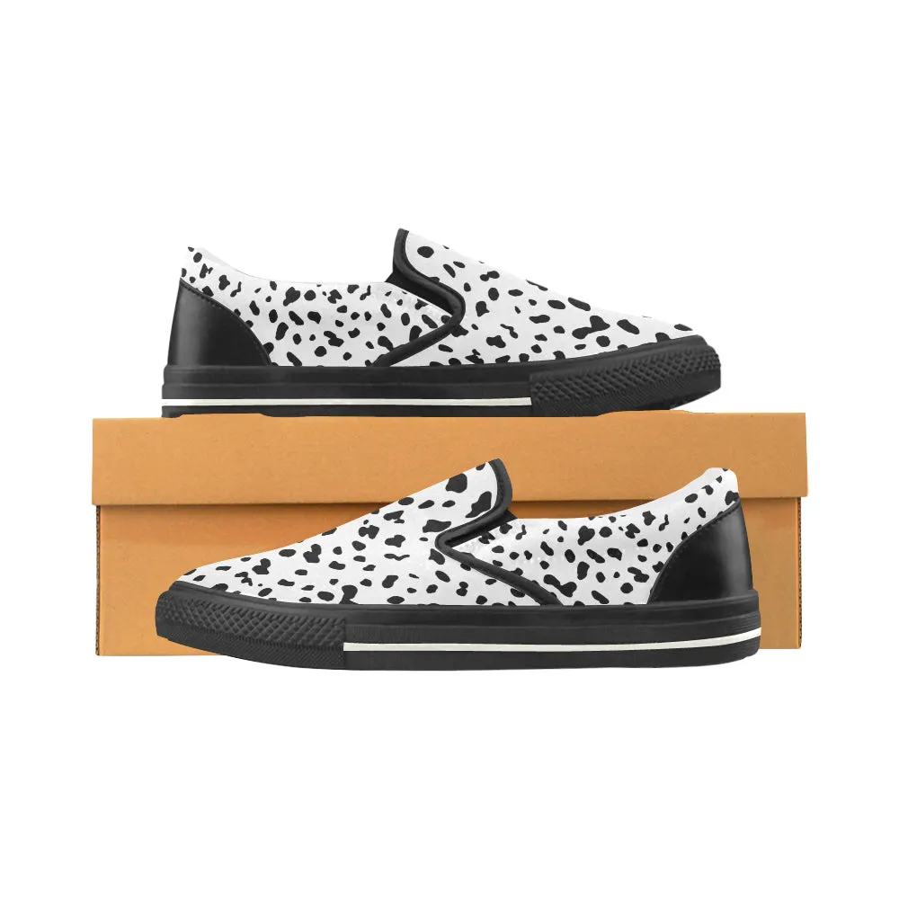 Women's Big Size Dalmatian Dog Print Slip-on Canvas Shoes