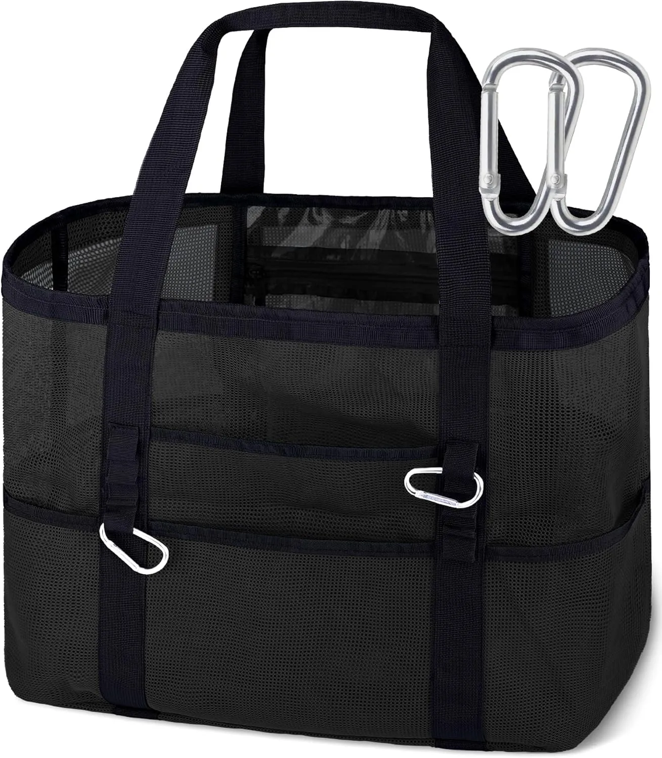 XX-Large Mesh Beach Bag Tote - 9 Pockets for Family Travel/Vacation & Beach Essentials, Foldable & Lightwiht